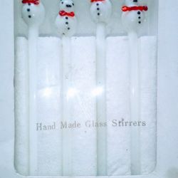 Katja Hand Blow Glass Snowman Swizzle Sticks