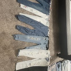 Bunch Of Jeans And 2 Leather Pants Each 5 $ , The Costume Is 15 