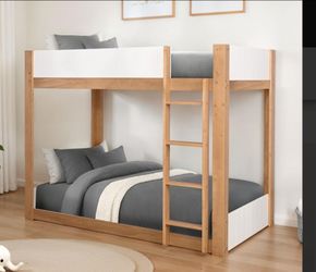 Twin/twin white/natal bunkbed with Orthopedic Mattress Included
