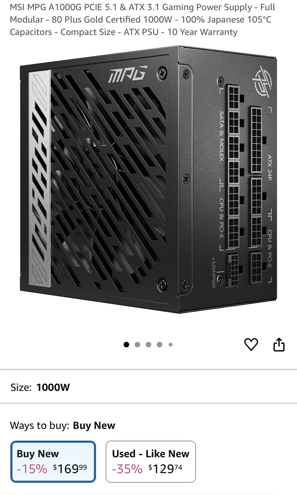 Msi Mpg A1000g Power Supply