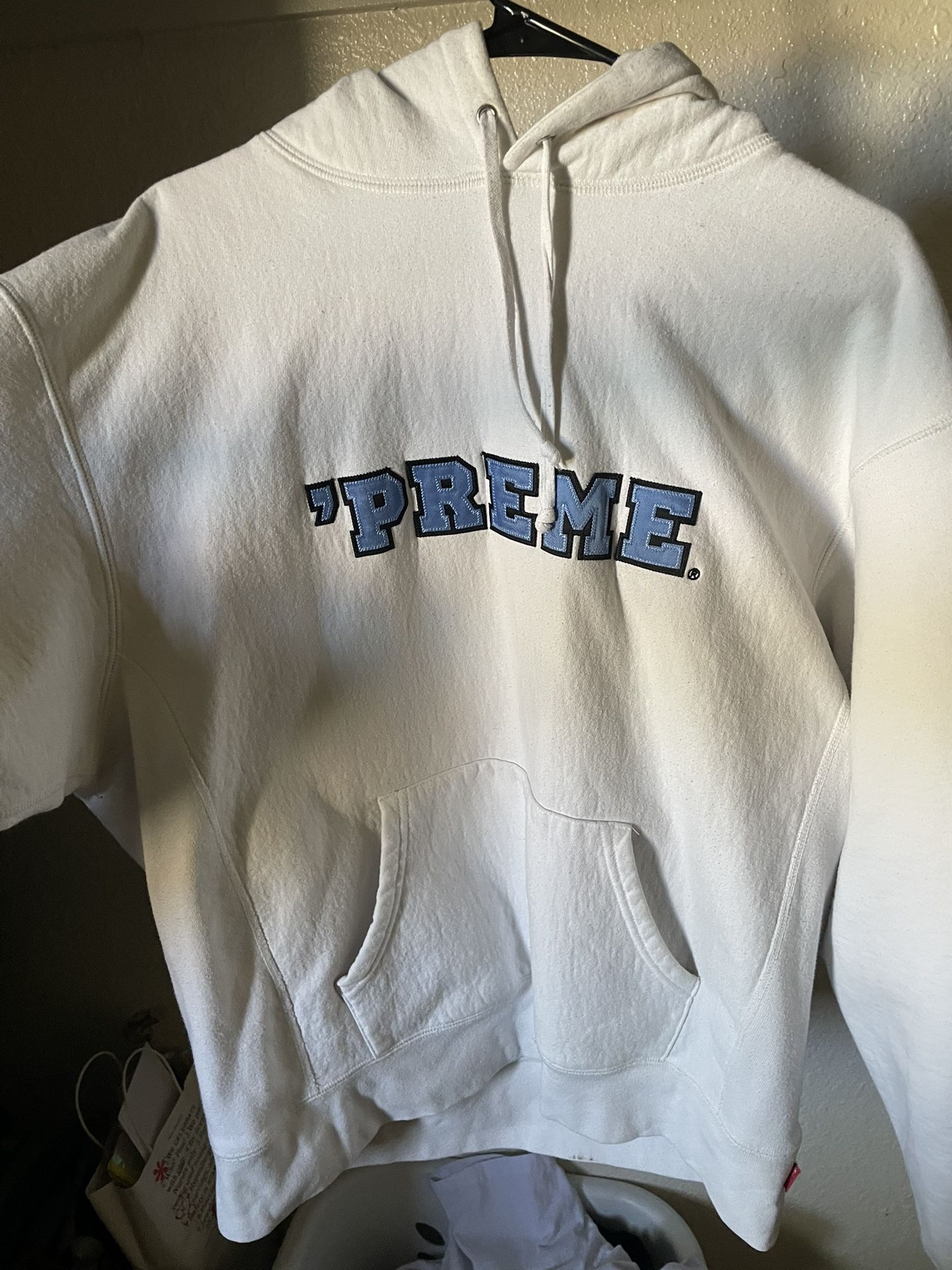 White Supreme Hoodie Size L