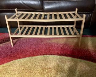 2-Tier Bamboo Shoe Rack - Natural Wood Finish