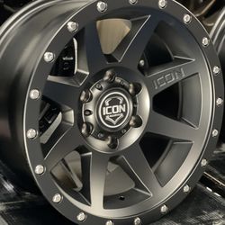 Icon Rebound 17x8.5 Matte Black 6x139.7 + 0 Offset Wheels For Silverado / Gmc / Tacoma 🔥🔥🔥🔥