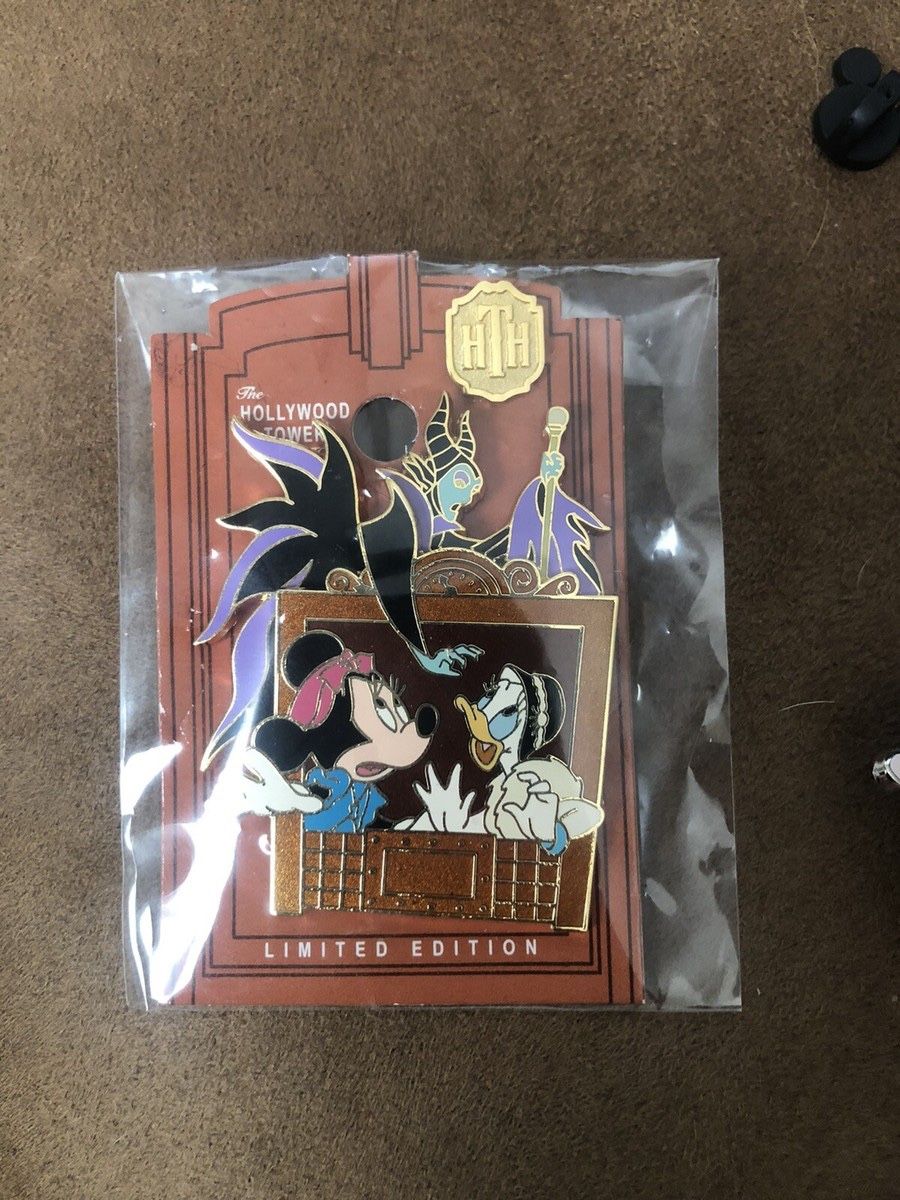 Disney Hollywood Tower Hotel Pin Maleficent, Minnie, Daisy LE 1000 2 Pin Set