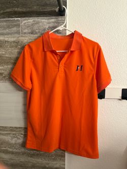 Orange Polo Shirt with Navy Logo