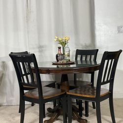 ASHLEY Round Kitchen Dining Table & 4 Chairs 