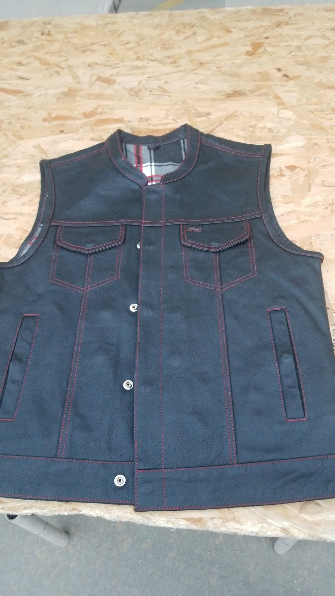 Leather Motorcycle Vest with Gun Pockets