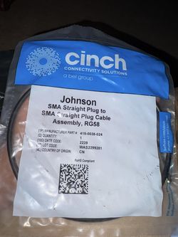 Johnson SMA straight to SMA straight Plug Cable Assembly by Cinch