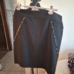 Black skirt with leather design size 9/10
