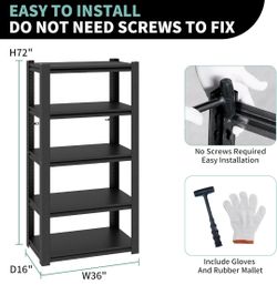 Garage Shelving Heavy Duty, Metal Adjustable 5 Tier Storage Shelves, Garage Industrial Shelving Utility Racks for Kitchen, Industrial, Warehouse, Base