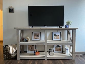 Rustic Farmhouse TV Stand with Shelves