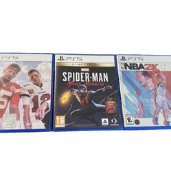 SONY PS5 LOT OF 3 GAMES NBA2K22 MADDEN 22 SUPER-MAN MILES MORALES DISKS WITH CASES