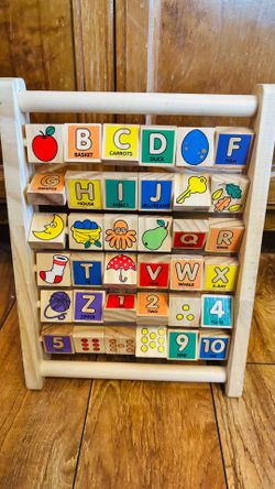 Melissa & Doug ABC-123 Abacus - Classic Wooden ALPHABET Numbers Educational Toy