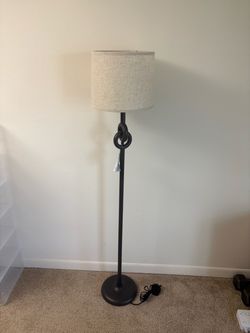 Floor lamp with metal base and white shade 62” tall new