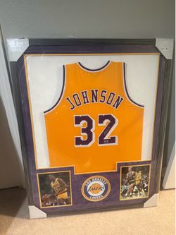 Professionally Framed Signed Magic Johnson LA Lakers Jersey Player Authenticated