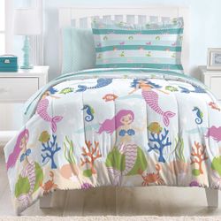 Kids 5-Piece Complete Set Easy-Wash Super Soft Microfiber Comforter Bedding, Twin