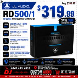 JL Audio RD Series Mono Subwoofer Amplifier 1000 Watts RD500/1 🚨 Payment Options Available 🚨 No Credit Needed 🚨
