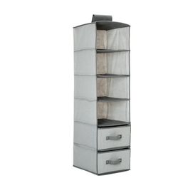 Delta Children 6-Shelf Hanging Storage Unit with 2 Drawers, Dove Gray