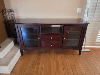 Cherry Red Wood TV Stand Furniture