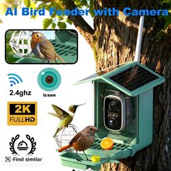 🔥NEW🔥 Luna Smart Bird Feeder with Camera, Enhanced AI Birds Species Identification, 2K HD Video, Instant Arrival Alerts, Solar Powered, Weatherproof
