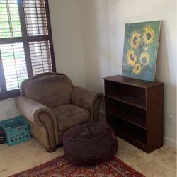 Armchair, Bookcase,Sunflower Painting