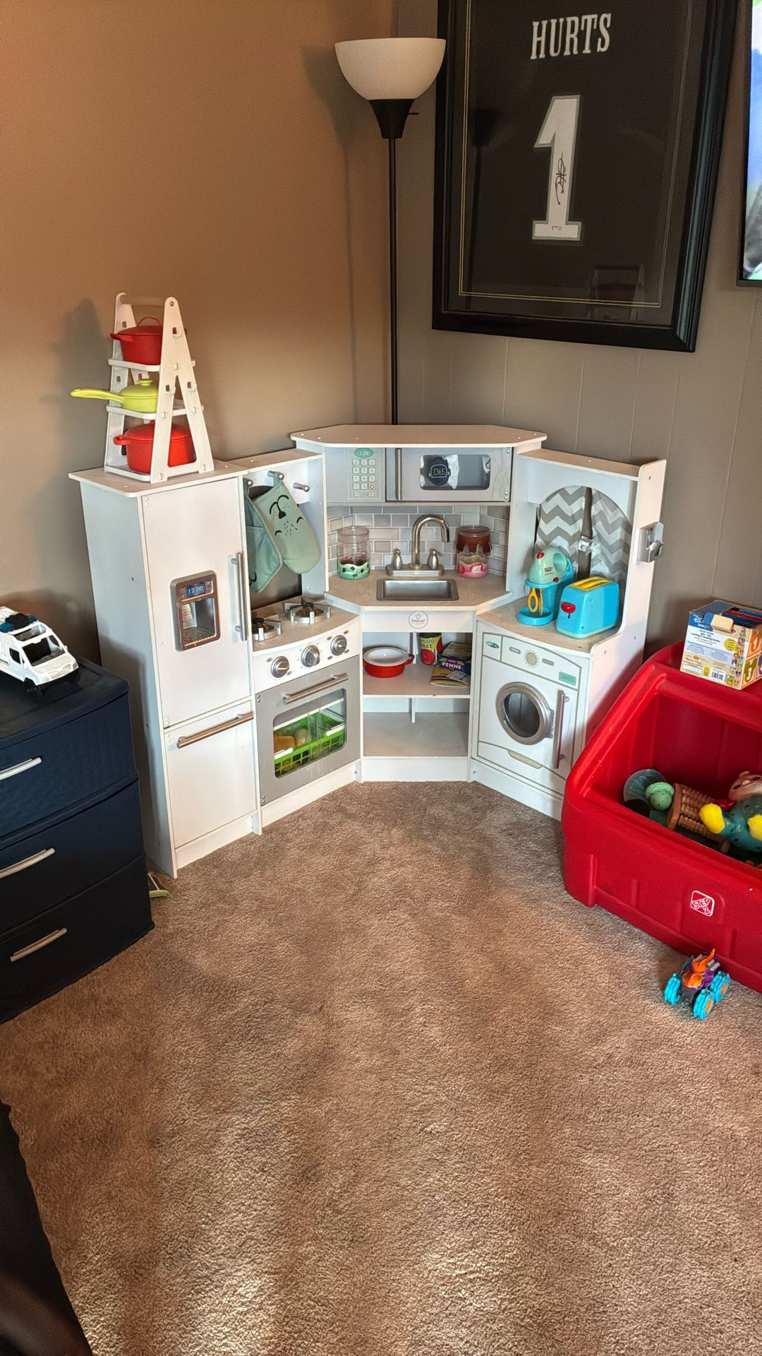 Mini Kitchen With Accessories You See On It (more Inside of Cabinets)