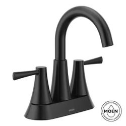 MOEN Ronan 84022BL 4 in. Centerset 2-Handle Curved Bathroom Faucet in Matte