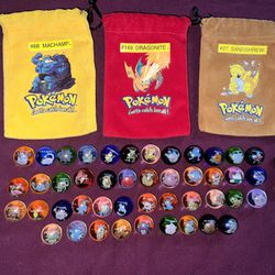 47 Pokemon Marbles Lot And 3 Pouch