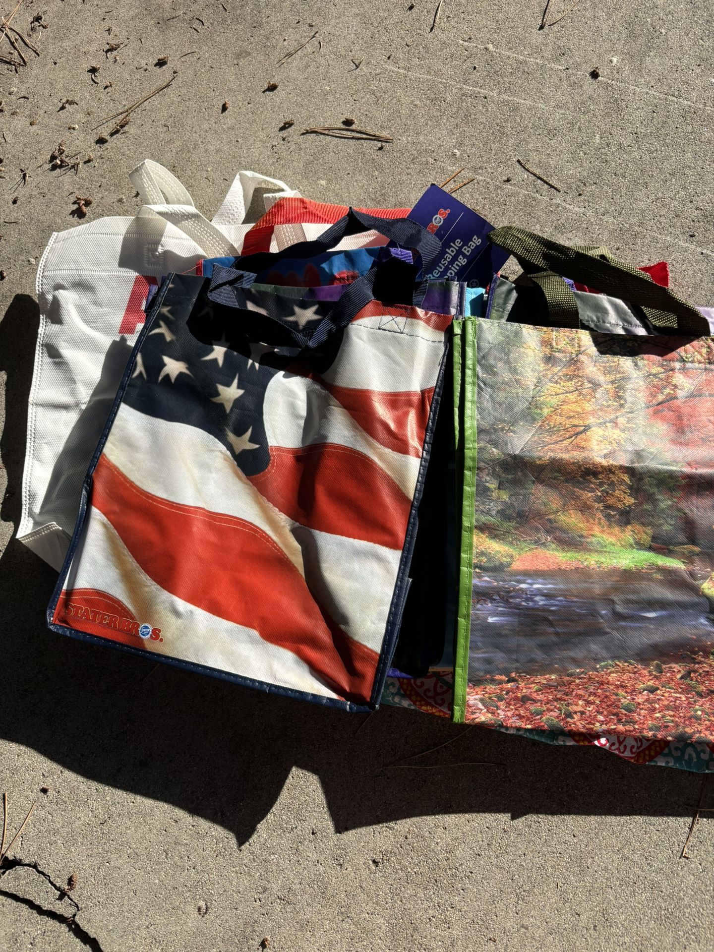 11 Reusable store bags with one hot or cold bag.