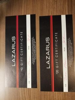 Vintage unused Lazurus gift certificates