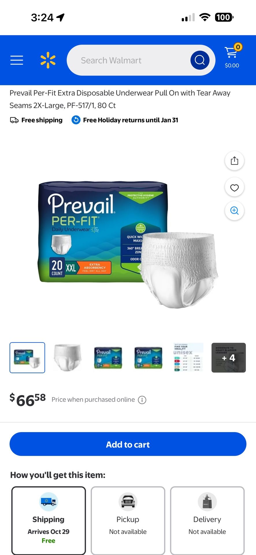 Prevail Per-Fit Extra Disposable Underwear Pull On with Tear Away Seams 2X-Large, PF-517/1, 80 Ct