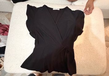 Jon & Anna Black Wrap Peplum Top