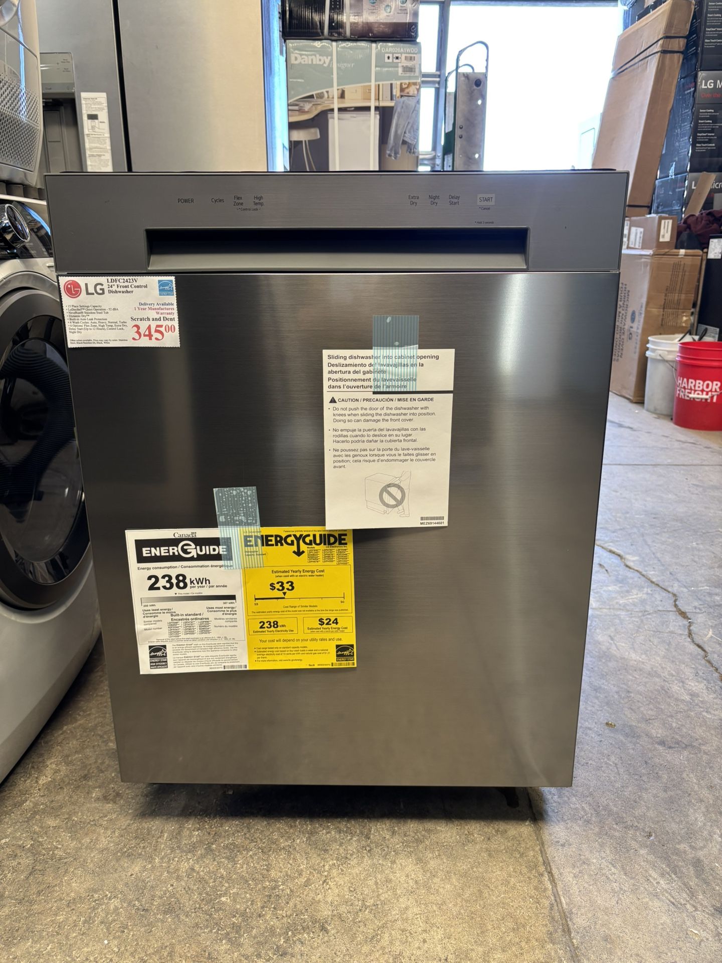 New! LG 24” Front Control Dishwasher 