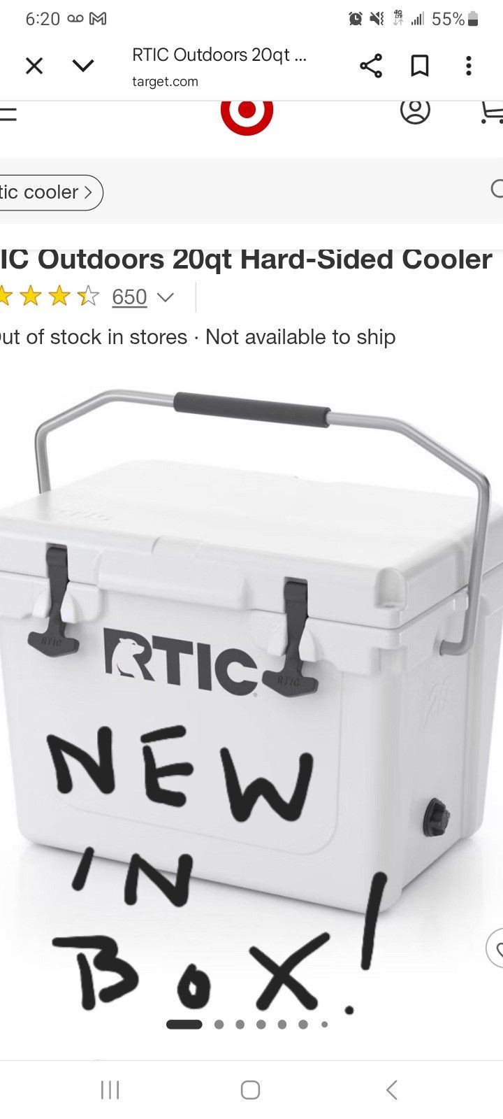 Rtic 20q Hard Shell Cooler New In Box $100