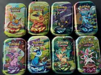 Prismatic Evolutions Mini Tins Display Factory Sealed - 8 Mini Tin - FULL ART SET