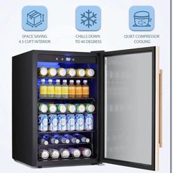 Antarctic Star Beverage Refrigerator Cooler - 145 Can Mini Fridge Glass Door for Soda Beer or Wine Small Drink Dispenser Clear Front for Home, Office 