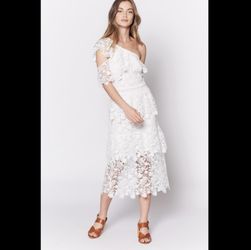 NWT Joie Elisa White Ruffle Tiered Lace Dress