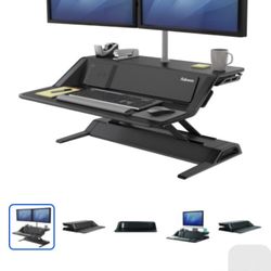 Sturdy Computer Desk accessory - Adjustable Sit-Stand Workstation, Black By Fellowes Lotus - Heavy Duty - $125 each 