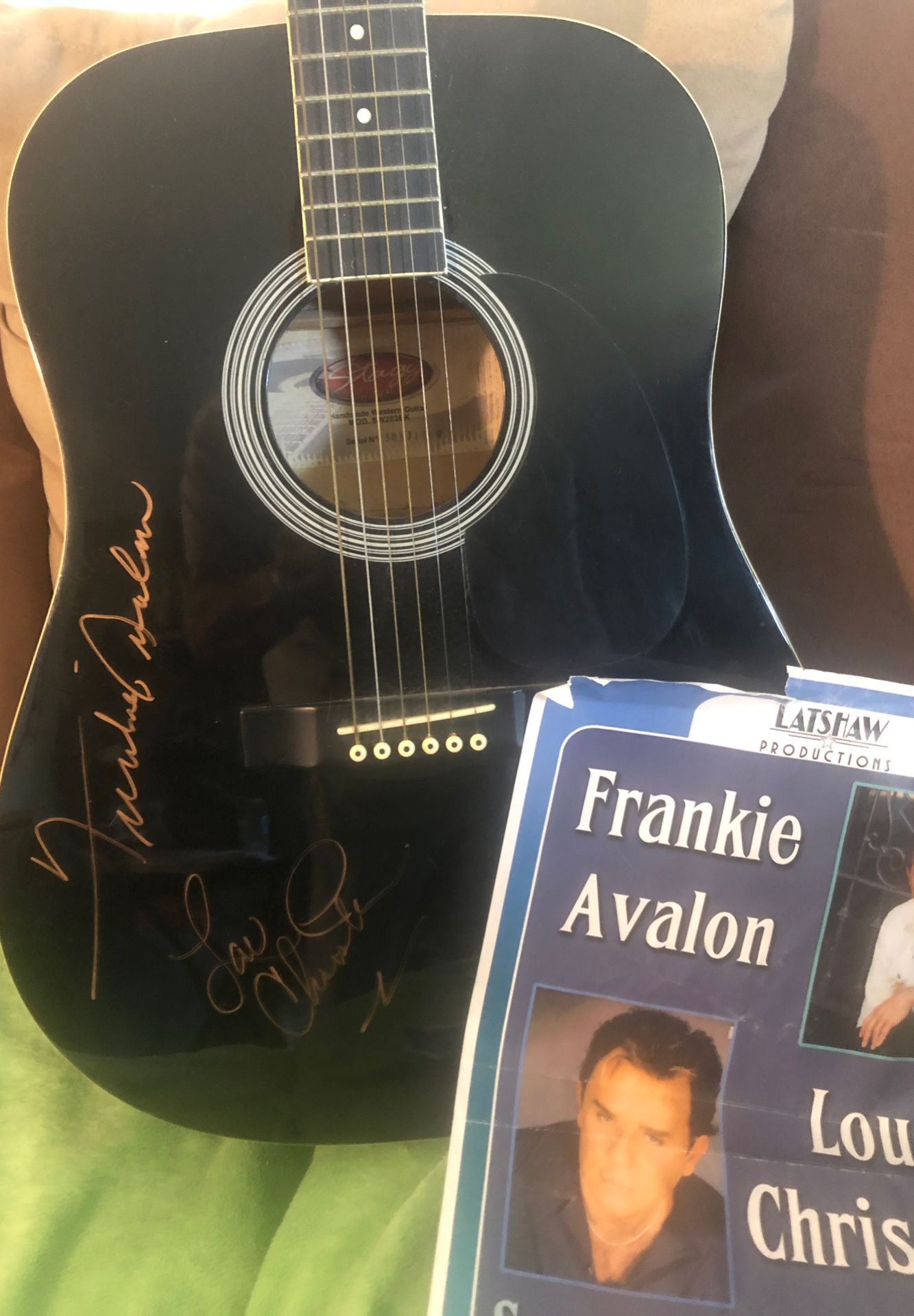 Frankie Avalon , Loe Christie Autographed Guitar