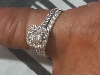 14k Solid White Gold Diamond Wedding Set Thumbnail