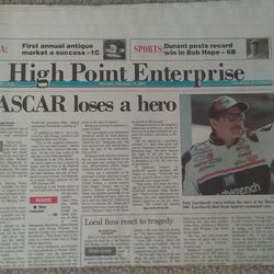 Dale Earnhardt  Death  News Paper From February 19, 2001....MAKE OFFER !