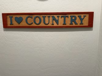 I Love Country Wooden Wall Sign