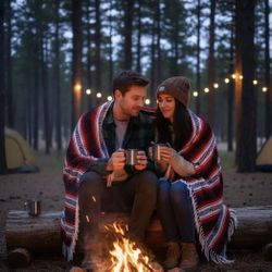 Mexican Sarape Blanket Striped Pink, red and black colors, Full size