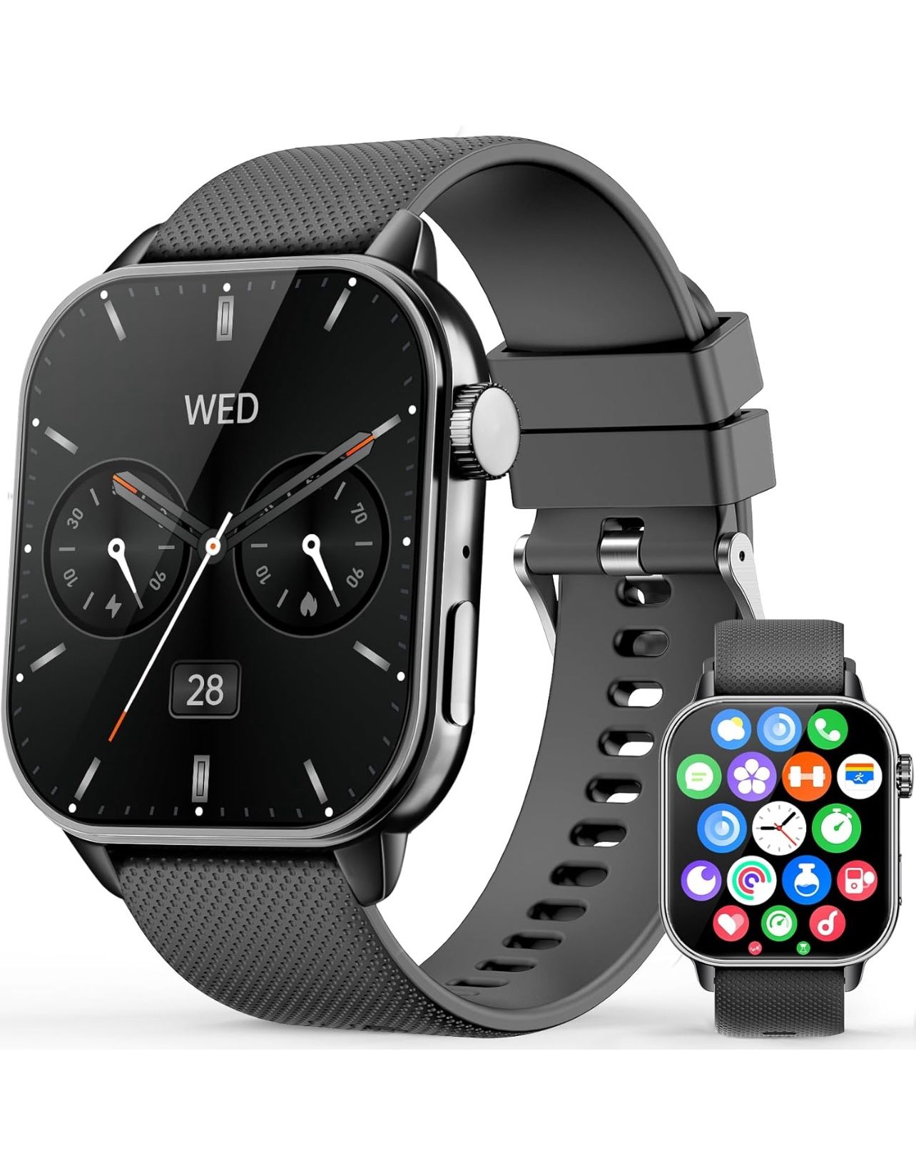 Brandnew Smart Watch for Men Women, 1.85'' AMOLED HD Fitness Watch with 120+ Sports Modes, Bluetooth Call/Heart Rate/Sleep Monitor/Pedometer, Smartwat