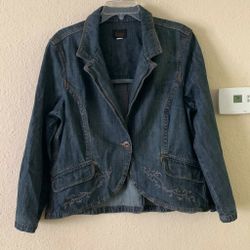 Riders Copper Collection Womens Large Blue Jean Jacket Single Button