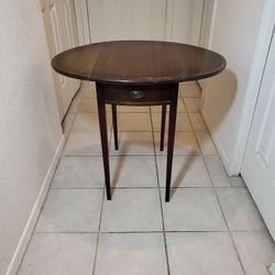 Antique Mahogany Drop Leaf Table W/ Draw Made By FERGUSON