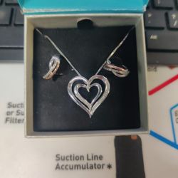 Netaya Heart Charm With Earring Set