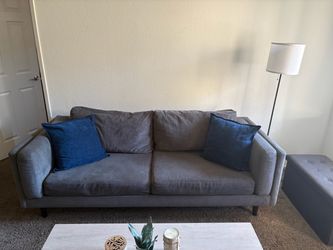 Gray Fabric Three-Seat Sofa