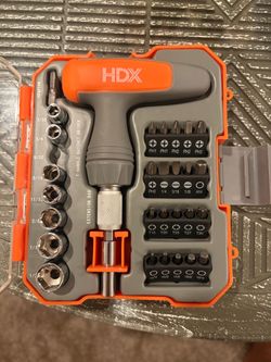 HDX 31-Piece Ratcheting T-Driver Set. Missing 1 bit.