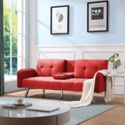 Arm Sleeper Couch Red 
